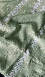 Load image into Gallery viewer, Saziya Women's Lakhnavi Handcrafted Mul Chanderi Semi - Stitched Kurta And Dupatta Set - HONC0253604