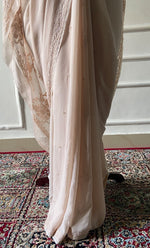 Load image into Gallery viewer, Women's Lakhnavi Handcrafted Viscose Georgette Chikankari Saree - HONC0329023