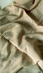 Load image into Gallery viewer, Women's Lakhnavi Handcrafted Mul Chanderi Chikankari Unstitched Kurta Dupatta Set - HONC0235823