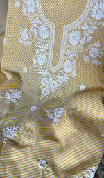 Load image into Gallery viewer, Women's Lakhnavi Handcrafted Cotton Chikankari Unstitched Kurti Fabric - HONC0364304