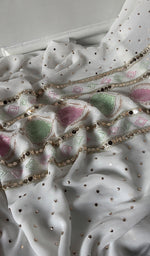 Load image into Gallery viewer, Women's Lucknowi Handcrafted Viscose Georgette Unstitched Chikankari Kurta and Dupatta Set- HONC0329581