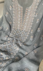 Load image into Gallery viewer, Women's Lakhnavi Handcrafted Mul Chanderi UnStitched Kurta And Dupatta Set - HONC0318519