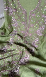 Load image into Gallery viewer, Firdauz Women's Lakhnavi Handcrafted Mul Chanderi Unstitched Kurta And Dupatta Set - HONC0302267