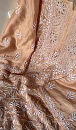 Load image into Gallery viewer, Women's Lakhnavi Handcrafted Mul Chanderi Semi - Stitched Kurta And Dupatta Set - HONC0266167