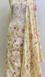 Load image into Gallery viewer, Women's Lakhnavi Handcrafted Mul Cotton Chikankari Kurta And Dupatta Set- HONC0157639