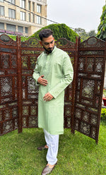 Load image into Gallery viewer, Men's Lucknowi Handcrafted Cotton Chikankari Kurta - HONC0298880