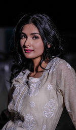 Load image into Gallery viewer, Women's Lakhnavi Handcrafted Cotton Chikankari Kurta And Palazzo Set - HONC0211793