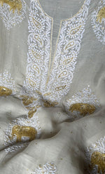 Load image into Gallery viewer, Women's Lakhnavi Handcrafted Mul Chanderi Unstitched Kurta And Dupatta Set - HONC0310889