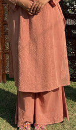 将图像加载到图库查看器中, Women's Lakhnavi Handcrafted Cotton Chikankari Kurta, Palazzo and Dupatta Set - HONC0136651