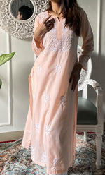 Load image into Gallery viewer, Women's Lucknowi Handcrafted Cotton Chikankari Kurti - HONC0330751
