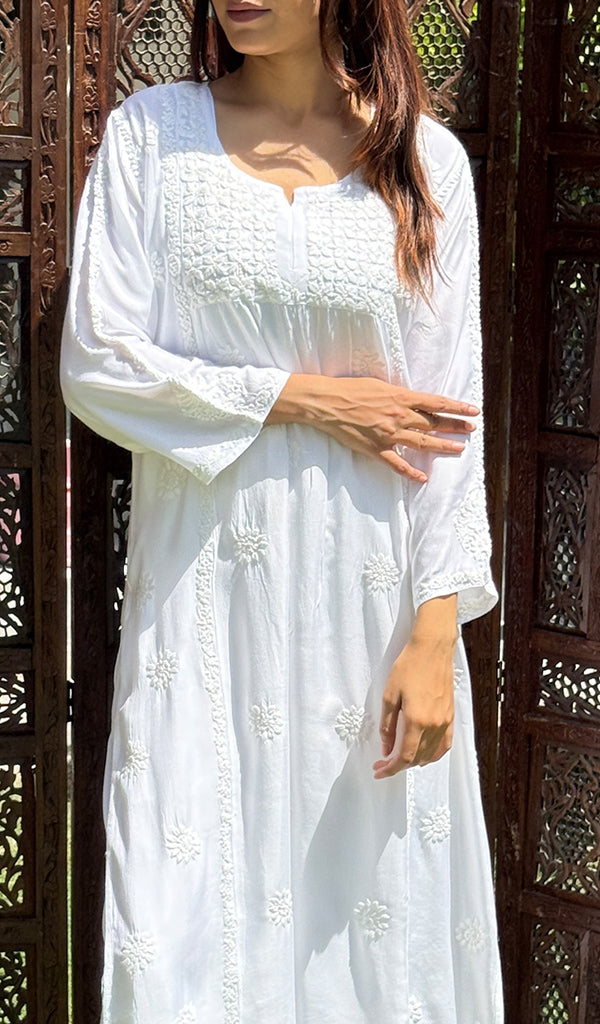 Women's Lucknowi Handcrafted Modal Cotton  Chikankari Kurti - HONC0151549