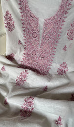 将图像加载到图库查看器中, Women's Lakhnavi Handcrafted Mul Chanderi Unstitched Kurta And Dupatta Set - HONC0284680