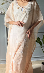 将图像加载到图库查看器中, Rabia Women's Lucknowi Handcrafted Mul chanderi Chikankari Kaftan - HONC0311973