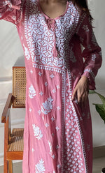 将图像加载到图库查看器中, Women's Lucknowi Handcrafted Muslin Chikankari Kurti - HONC0292604