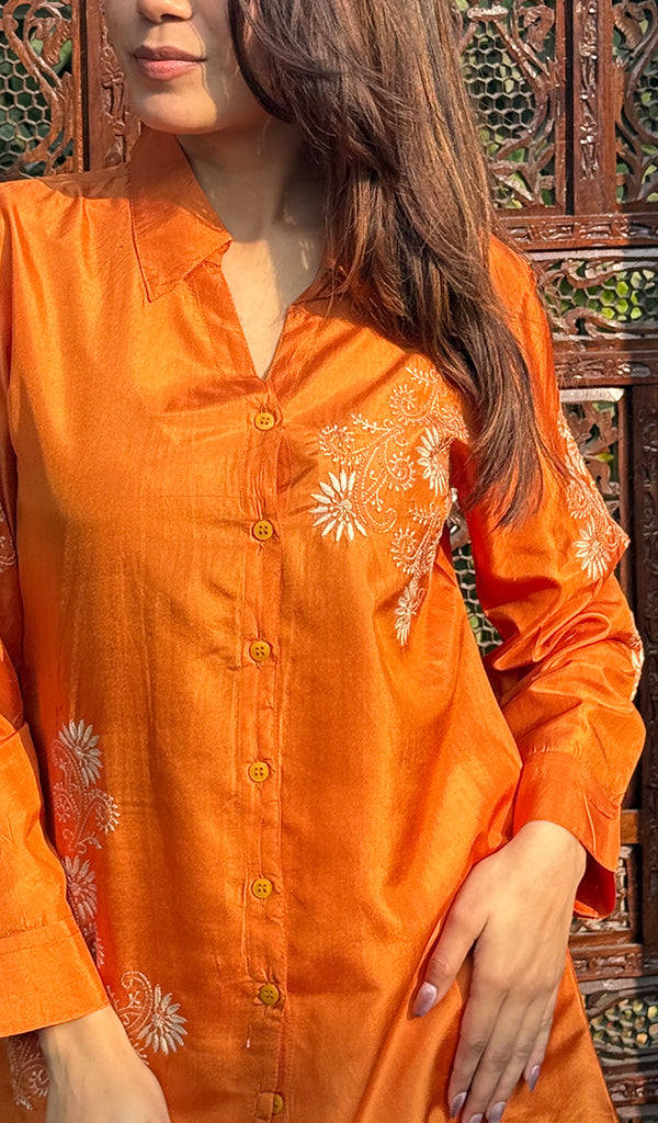 Pure banglore silk top with fine Chikankari