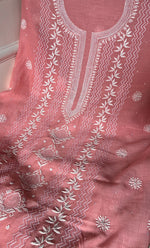 Load image into Gallery viewer, Women's Lakhnavi Handcrafted Maheshwari Mul Chanderi Unstitched Kurta And Dupatta Set - HONC0301249
