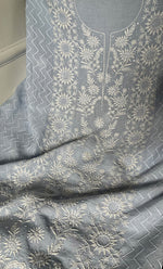 Load image into Gallery viewer, Women's Lakhnavi Handcrafted Maheshwari Mul Chanderi Unstitched Kurta And Dupatta Set - HONC0301245