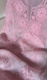 将图像加载到图库查看器中, Women's Lakhnavi Handcrafted Pure Organza Chikankari Unstitched Kurta And Dupatta Set- HONC0269561