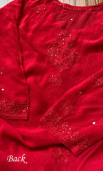 Load image into Gallery viewer, Yusra Women's Lakhnavi Handcrafted Viscose Georgette Chikankari Kurti- HONC0282690