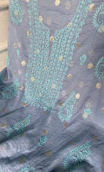 将图像加载到图库查看器中, Women's Lakhnavi Handcrafted Mul Chanderi Unstitched Chikankari Full Suit Material - HONC0316858