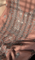 Load image into Gallery viewer, Women's Lakhnavi Handcrafted Mul Chanderi Unstitched Kurta And Dupatta Set - HONC0287728
