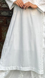 Load image into Gallery viewer, Zara Women's Lakhnavi Handcrafted Modal Cotton Chikankari Kurta And Skirt Set - HONC0251112
