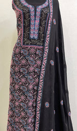 将图像加载到图库查看器中, Women's Lakhnavi Handcrafted Pure Silk Georgette Chikankari Kurta And Dupatta Set- NC072927
