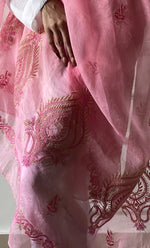 将图像加载到图库查看器中, Women's Lucknowi Handcrafted Pure Organza Silk Chikankari Dupatta - HONC046131
