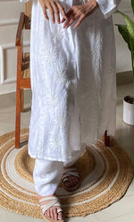 将图像加载到图库查看器中, Women's Lakhnavi Handcrafted Cotton Chikankari Kurti And Plazzo Set - HONC0289250