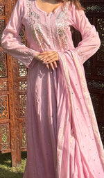 将图像加载到图库查看器中, Women's Lucknowi Handcrafted Mul Chanderi  Stitched Chikankari Kurta, Dupatta With pant Set- HONC0256260