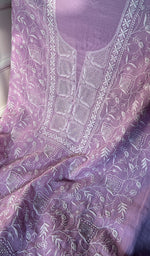 Load image into Gallery viewer, Women's Lakhnavi Handcrafted Mul Chanderi Unstitched Kurta And Dupatta Set - HONC0258738