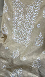 将图像加载到图库查看器中, Women's Lakhnavi Handcrafted Tissue Chanderi Unstitched Kurta And Dupatta Set - HONC0284692