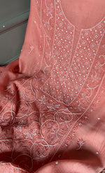 Load image into Gallery viewer, Women's Lakhnavi Handcrafted Mul Chanderi Unstitched Chikankari Full Suit Material - HONC0278000