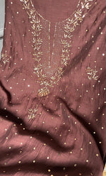 Load image into Gallery viewer, Women's Lakhnavi Handcrafted Mul Chanderi Chikankari Full Suit Material - HONC0153812