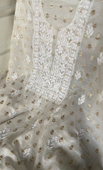 将图像加载到图库查看器中, Women's Lakhnavi Handcrafted Mul Chanderi Unstitched Kurta And Dupatta Set - HONC0341043