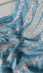Load image into Gallery viewer, Women's Lakhnavi Handcrafted Mul Chanderi Unstitched Kurta And Dupatta Set - HONC0365693