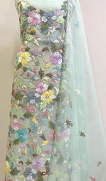 将图像加载到图库查看器中, Women's Lakhnavi Handcrafted Pure Organza Chikankari Unstitched Kurta And Dupatta Set- HONC0209010