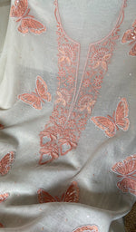 Load image into Gallery viewer, Titlee Women's Lakhnavi Handcrafted Mul Chanderi Unstitched Kurta And Dupatta Set - HONC0300382