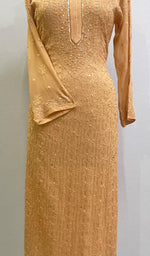 将图像加载到图库查看器中, Women's Lakhnavi Handcrafted Viscose Georgette Chikankari Kurti - HONC0172071
