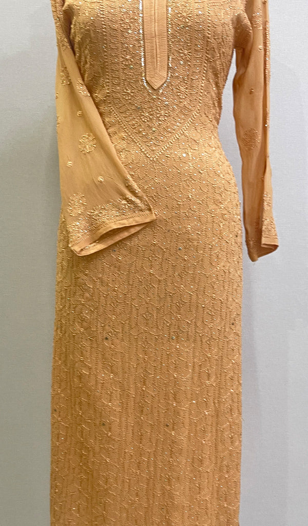 Women's Lakhnavi Handcrafted Viscose Georgette Chikankari Kurti - HONC0172071