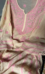 Load image into Gallery viewer, Women's Lakhnavi Handcrafted Mul Chanderi Semi - Stitched Anarkali And Dupatta Set - HONC0282401