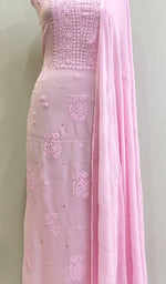Load image into Gallery viewer, Women's Lakhnavi Handcrafted Viscose Georgette Chikankari Full Suit Material - HONC0155227