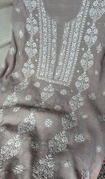 Load image into Gallery viewer, Women's Lakhnavi Handcrafted Mul Chanderi Unstitched Kurta And Dupatta Set - HONC0374450