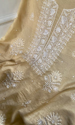 Load image into Gallery viewer, Women's Lakhnavi Handcrafted Mul Chanderi Unstitched Chikankari Full Suit Material - HONC0328321
