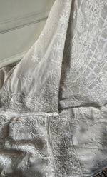 将图像加载到图库查看器中, Women's Lakhnavi Handcrafted Pure Silk Georgette Chikankari Unstitched Anarkali And Dupatta Set- HONC0321064