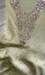 将图像加载到图库查看器中, Hunar Women's Lakhnavi Handcrafted Mul Chanderi Unstitched Kurta And Dupatta Set- HONC0300736