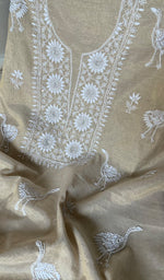 将图像加载到图库查看器中, Women's Lakhnavi Handcrafted Tissue Chanderi Unstitched Kurta And Dupatta Set - HONC0278160