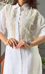 Load image into Gallery viewer, Women's Lucknowi Handcrafted Cotton Chikankari Long Dress - HONC0303394