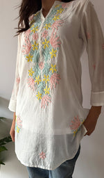 Load image into Gallery viewer, Sophia Women's Lakhnavi Handcrafted Mul Chanderi Chikankari Top - HONC0372942
