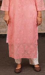Load image into Gallery viewer, Sufi Women's Lucknowi Handcrafted Chanderi Silk Chikankari Kurti - HONC01308098